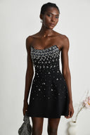BLACK EMBELLISHED MINI DRESS